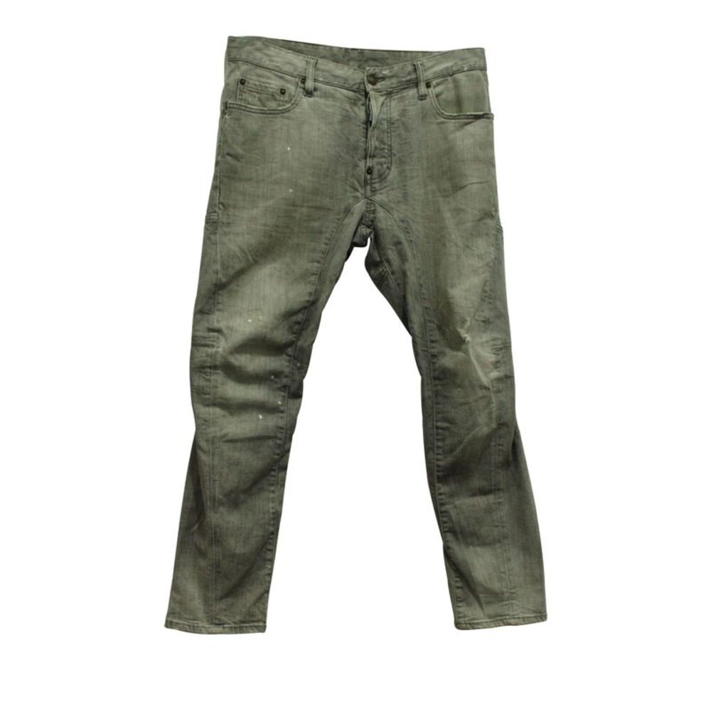 Dsquared2 Distressed Paint Biker Jeans in Grey Cotton Denim